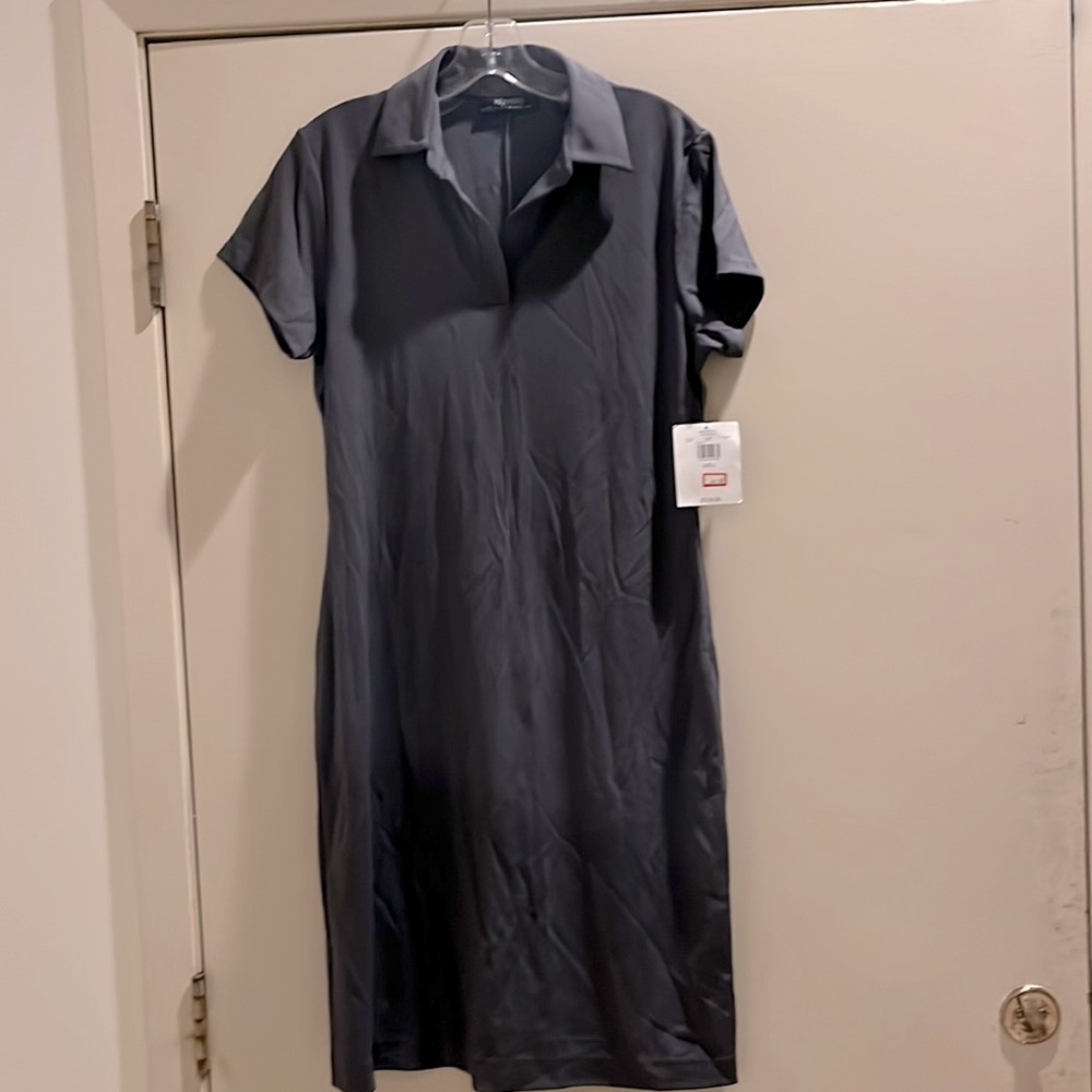 Identity By Lord & Taylor New With Shopping Tags Attached Grey Shirt Dress Sz L